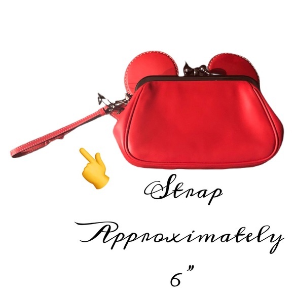 DISNEY X COACH Limited Edition Red Mickey Mouse Kisslock Wristlet leather purse - Picture 4 of 11